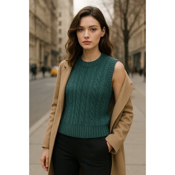Veronica Beard Sweaters - Veronica Beard Jerrel Sleeveless Cable Knit Sweater Tank Green Women's Size XS